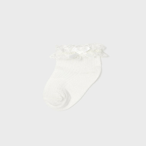Mayoral baby girl's ivory white frilled socks.