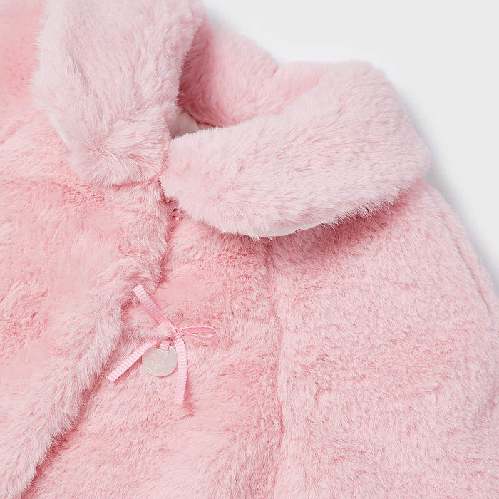 Closer view of the Mayoral Fur Coat Baby Rose.