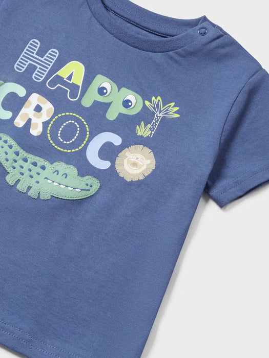 Closer look at the Mayoral ''happy croc' t-shirt.