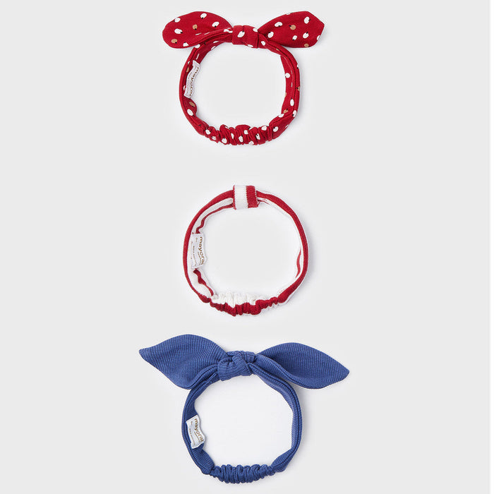 Mayoral baby girl's red and blue headband set.