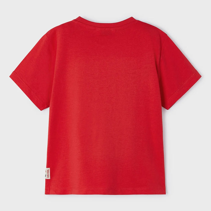 Back of the Mayoral red ''keep cool' t-shirt.