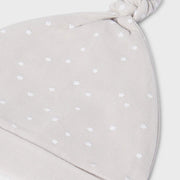 Mayoral baby boy's beige top knot hat.