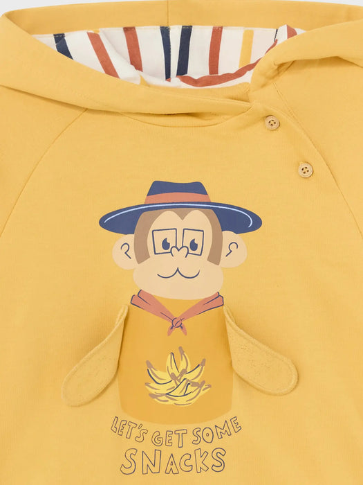 Closer look at the Mayoral monkey hoodie.