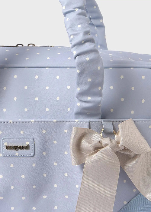 Closer look at the Mayoral blue polka dot changing bag.
