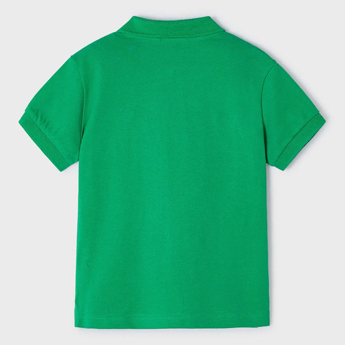 Back view of the Mayoral green polo shirt.