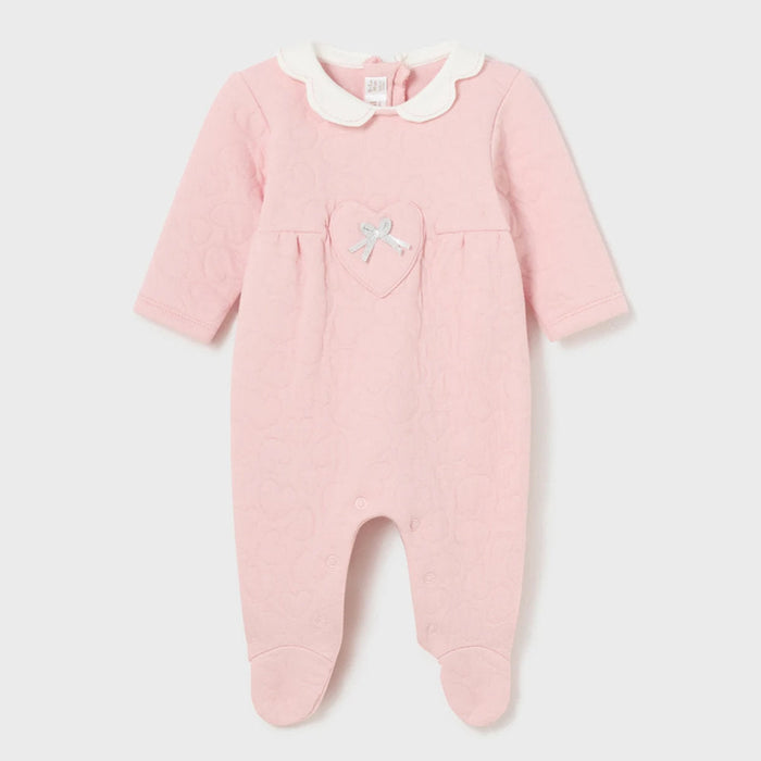 Mayoral pink quilted babygrow - 02662.