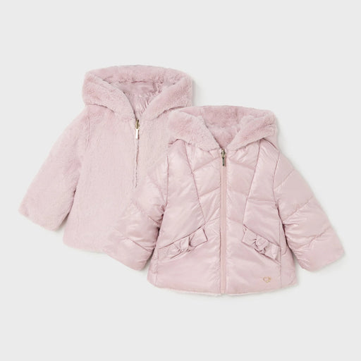 Mayoral pink reversible faux fur jacket - 02422.