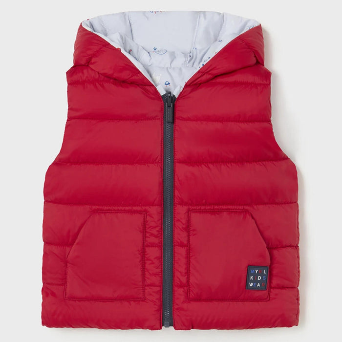 Red side of the Mayoral reversible gilet.