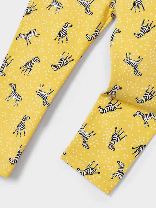 Mayoral yellow leggings with zebra pattern.
