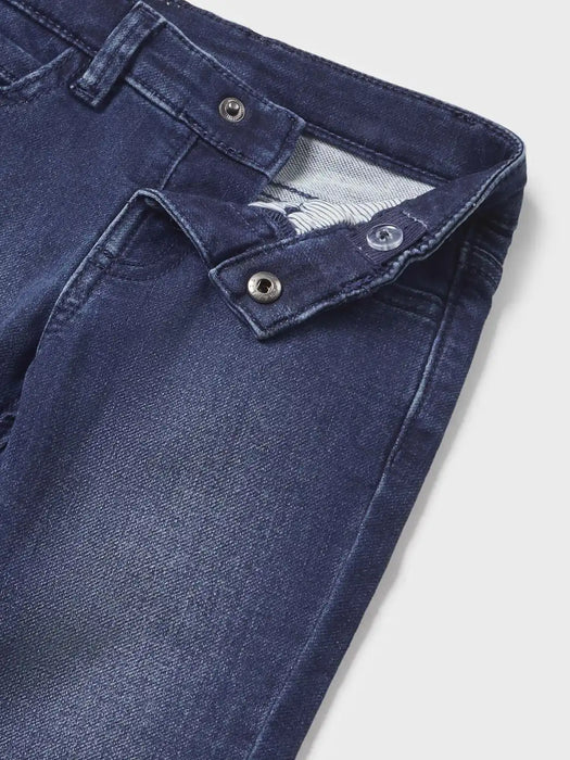 Closer view of the Mayoral slim fit jeans.