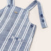 Closer view of the Mayoral striped dungarees.