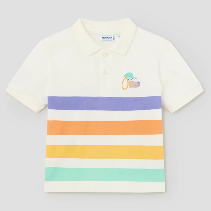 Mayoral cream striped polo shirt - 01108.
