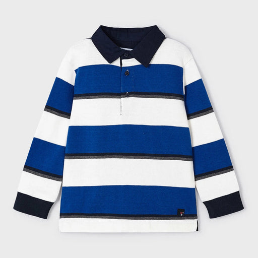 Mayoral boy's blue striped polo shirt - 04102.