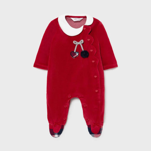 Mayoral Girl's Velour Babygrow Red - 02667