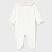 Rear view of the Mayoral white velour babygrow.