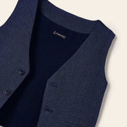 Closer look at the Mayoral navy blue waistcoat.