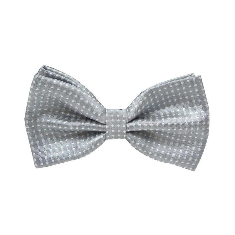 Polka Dot Dickie Bow - Silver Grey