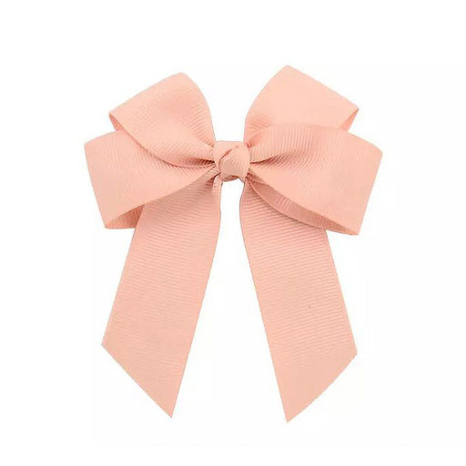 Girl's ribbon bow hair clip, in blush pink. 