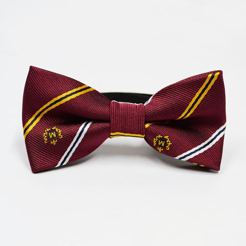 Striped Dickie Bow - Burgundy