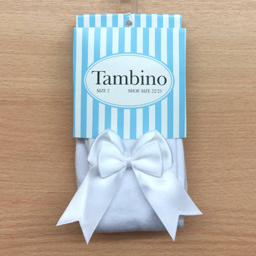 Tambino Girl's Bow Tights - White