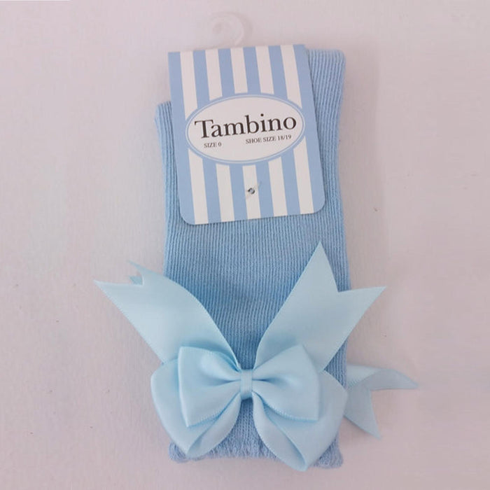Tambino Girl's Knee High Bow Socks - Blue