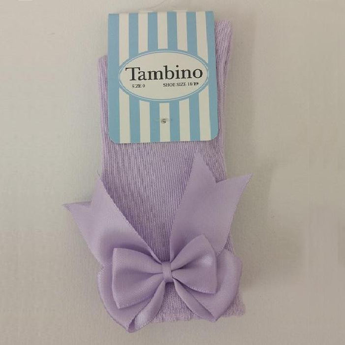 Tambino knee high socks with double bow in lilac