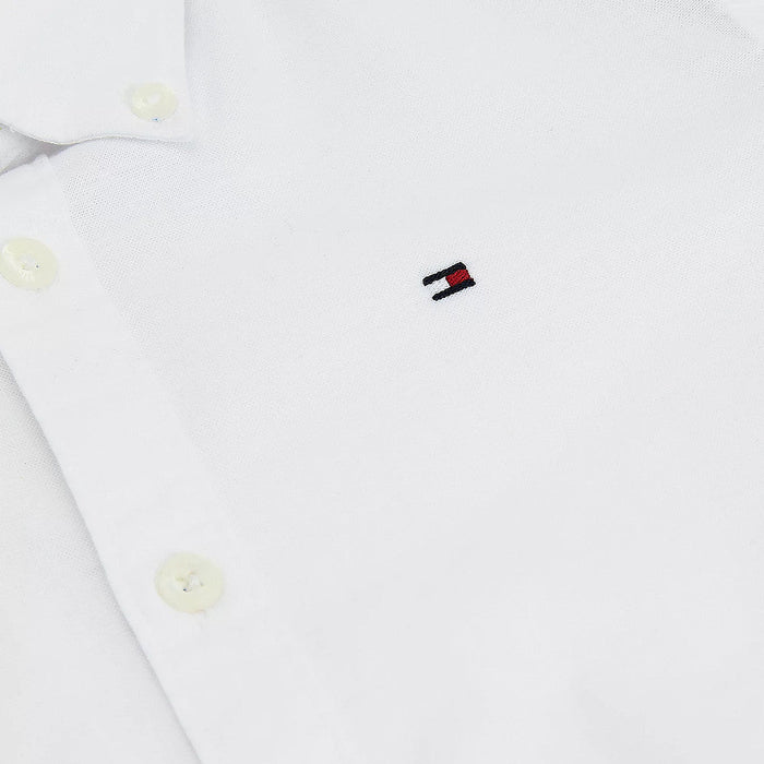 Embroidered flag logo on the Tommy Hilfiger Boy's Oxford Shirt.
