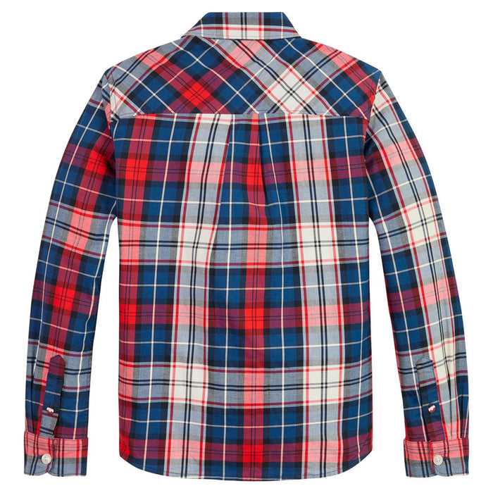 Rear view of the Tommy Hilfiger checked shirt.