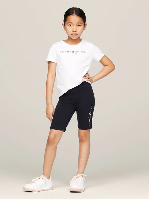 Girl modelling the Tommy Hilfiger cycling shorts.