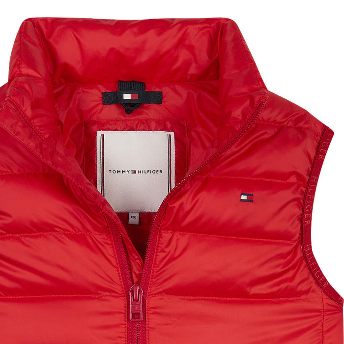 Closer look at the Red Tommy Hilfiger Down Padded Gilet.