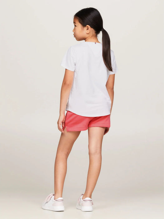 Reverse side of the Tommy Hilfiger pink essential shorts set.
