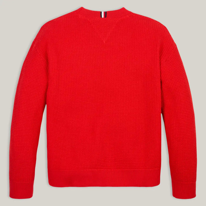 Back of the Tommy Hilfiger red essential sweater.