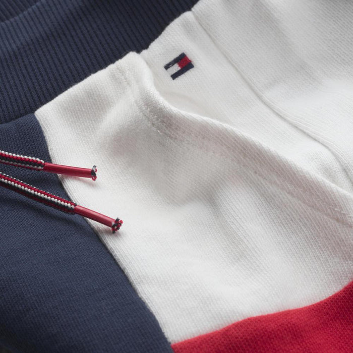 Close up view of the logo on the Tommy Hilfiger colourblock Shorts - KG0KG05774