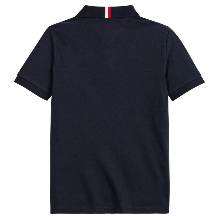 Back of the Tommy Hilfiger logo tape polo shirt.