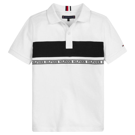 Tommy Hilfiger logo tape polo shirt in white.