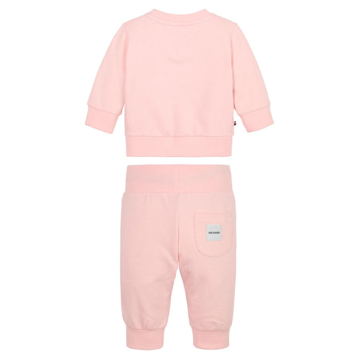 Reverse view of the Tommy Hilfiger pink monotype tracksuit.