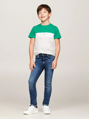 Boy wearing the Tommy Hilfiger scanton stretch jeans.