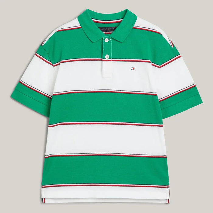 Tommy Hilfiger green striped polo shirt - kb08857.