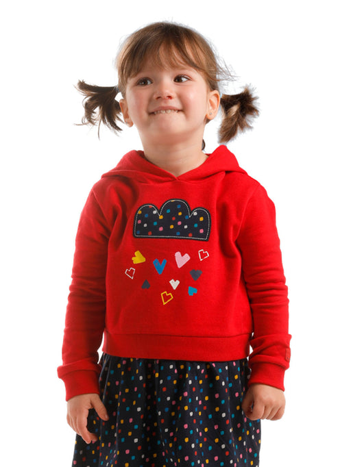 Girl wearing the Tuc Tuc adventure hoodie dress.
