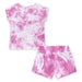 Back view of the Tuc Tuc pink tie dye shorts set.