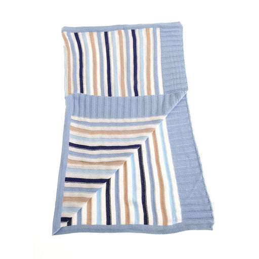 Ziggle Baby Blanket Blue & Beige Stripes