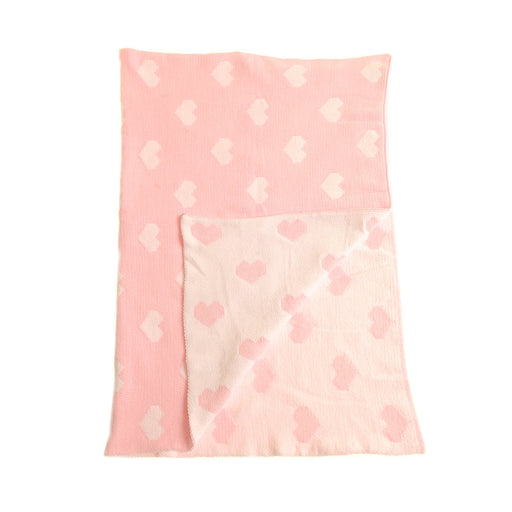 Ziggle Baby Blanket Pink and White Hearts