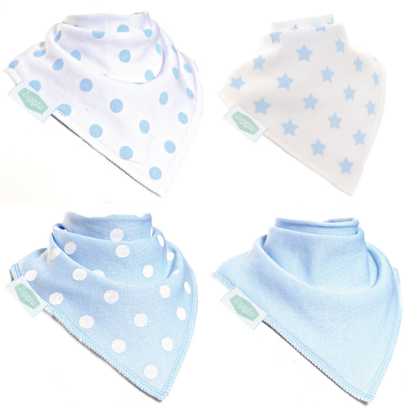 Ziggle Bandana Bib Baby Blue - Pack 4