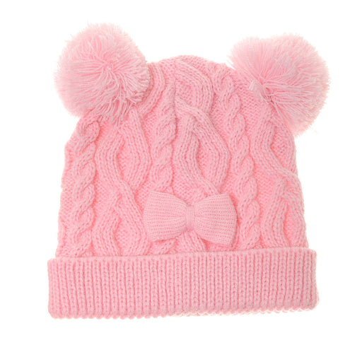 Ziggle Cable Knit Bobble Hat - Pink
