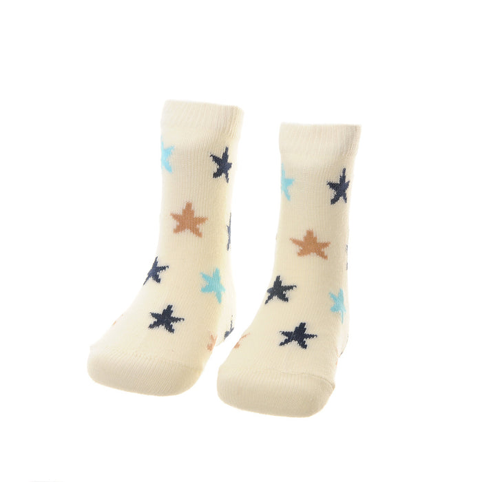 Ziggle Dinos & Stars Socks - Beige & Blue Stars