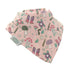 Ziggle bandana bib in pink with forest flora and fauna.