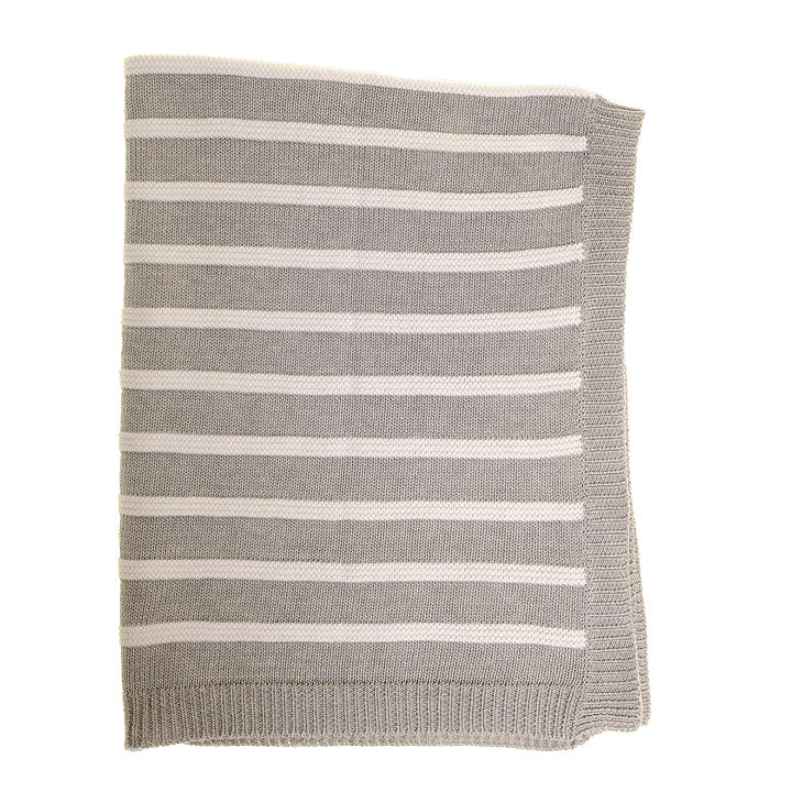 Ziggle Baby Blanket Grey & White Stripes