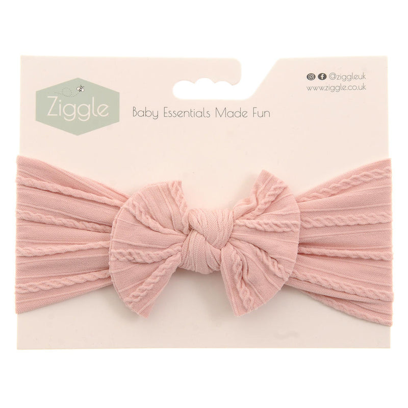Ziggle Top Bow Headband - Rose Pink